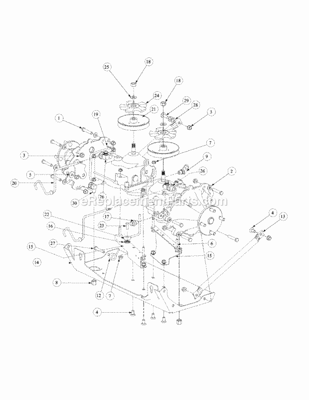 Drive Assembly Diagram and Parts List for M60-KW 53AB5DBX150-23-HP Cub Cadet Lawn Tractor